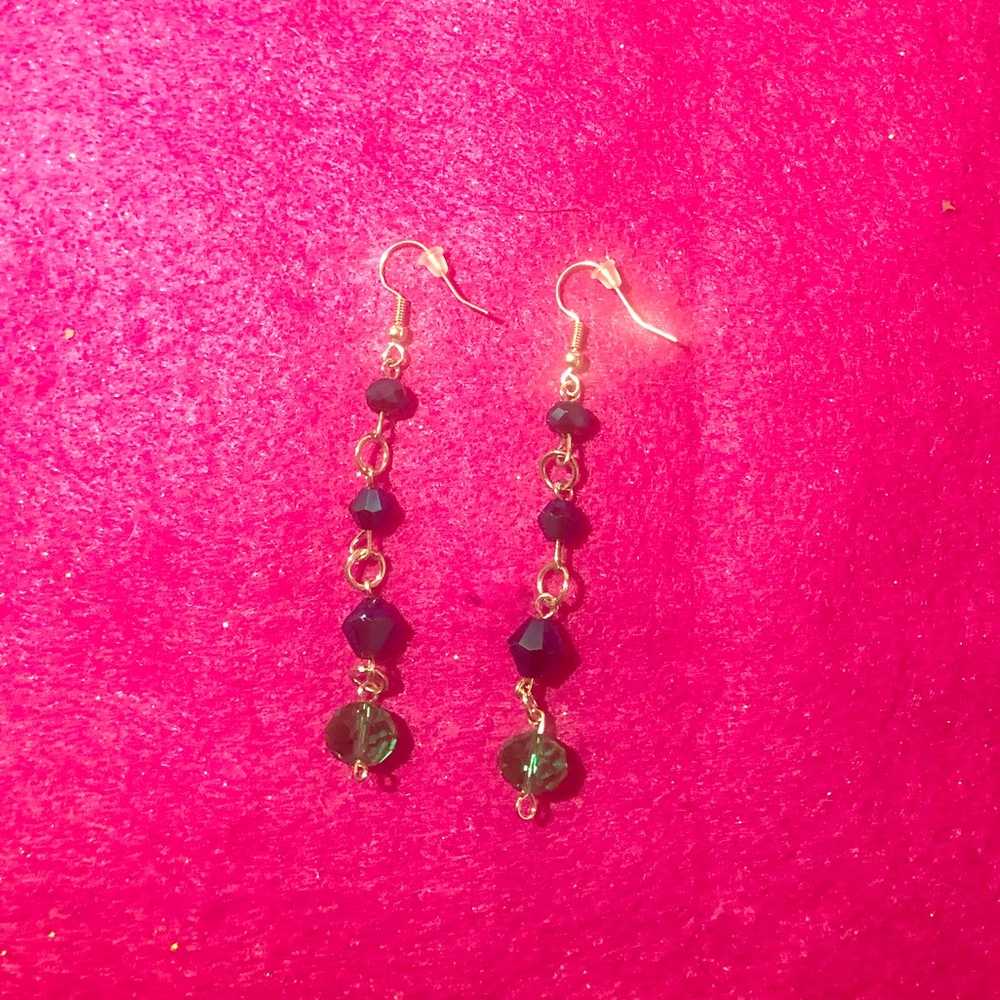 Green and blue beaded earrings